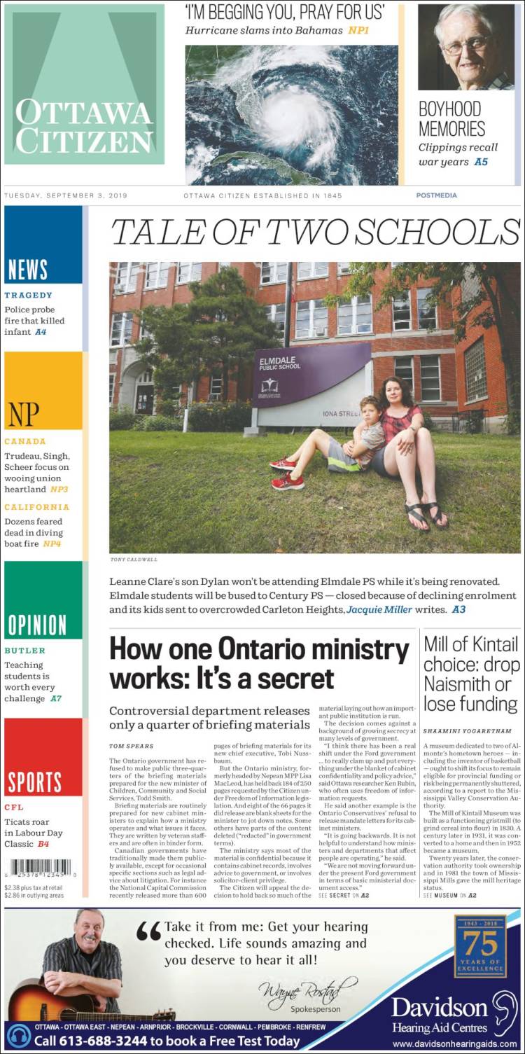 Portada de Ottawa Citizen (Canadá)