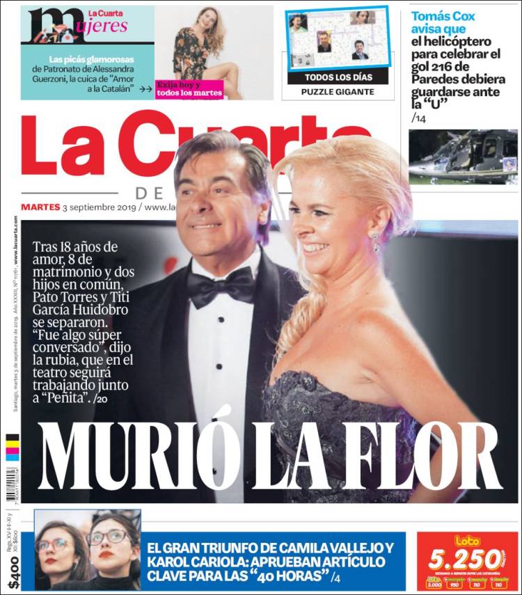 Portada de La Cuarta (Chile)