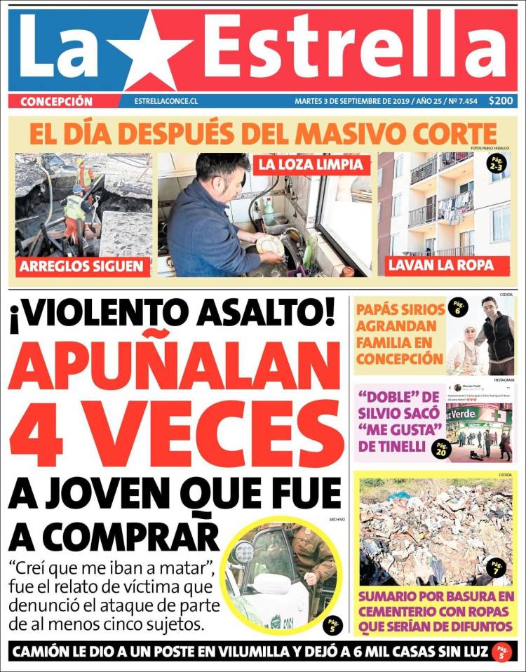 Portada de La Estrella de Concepción (Chile)