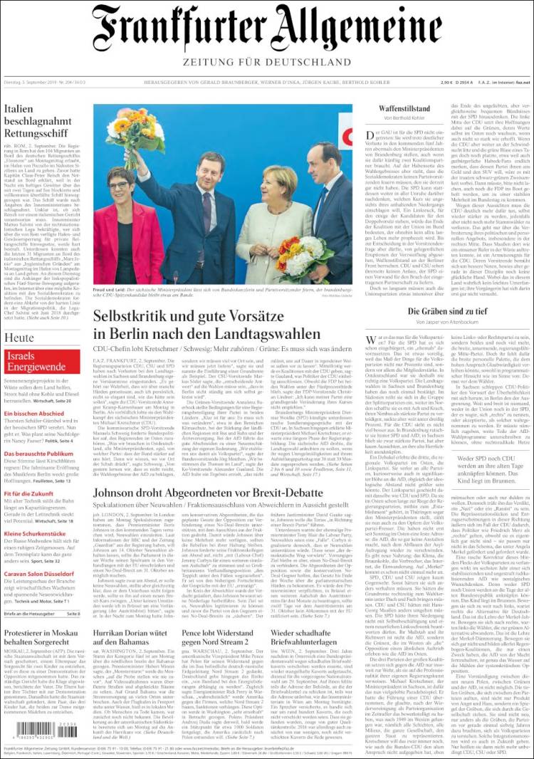 Portada de Frankfurter Allgemeine (Alemania)