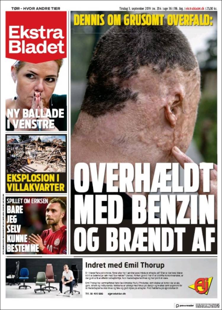 Portada de Ekstra Bladet (Dinamarca)