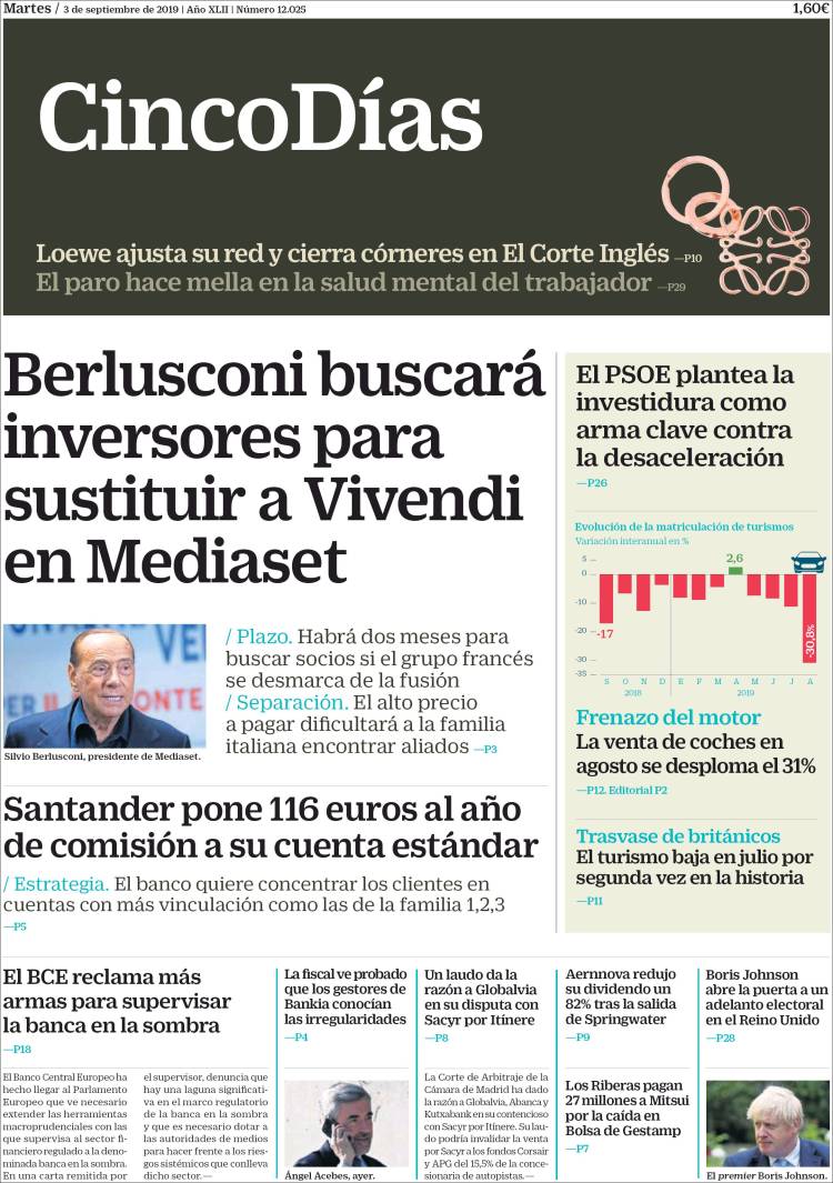 Portada de Cinco Días (Espa&ntilde;a)