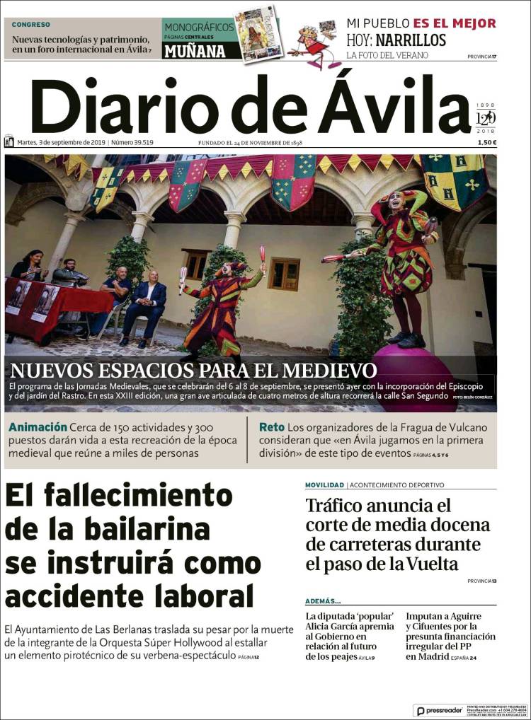 Portada de Diario de Ávila (España)