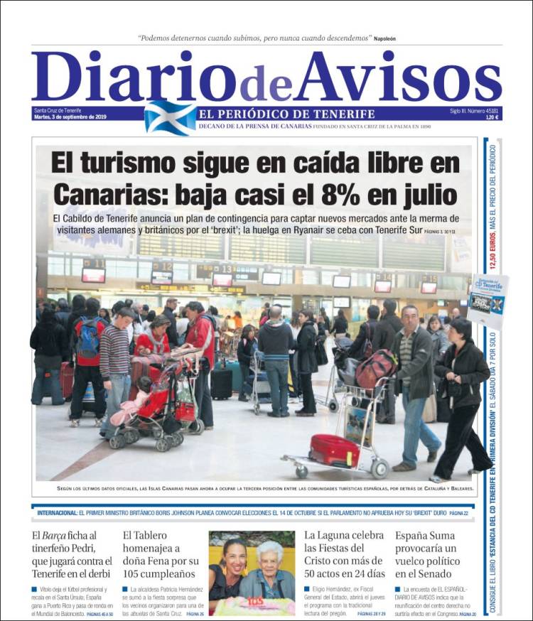 Portada de Diarios de Avisos (España)