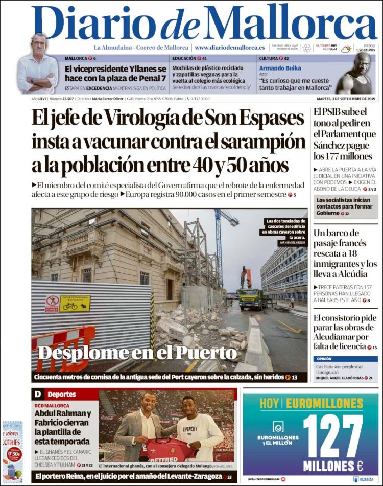 Portada de Diario de Mallorca (España)