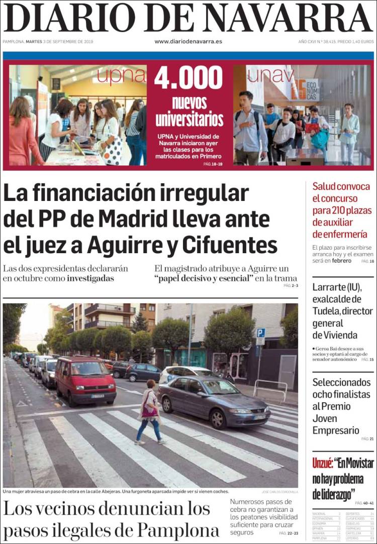 Portada de Diario de Navarra (Espa&ntilde;a)