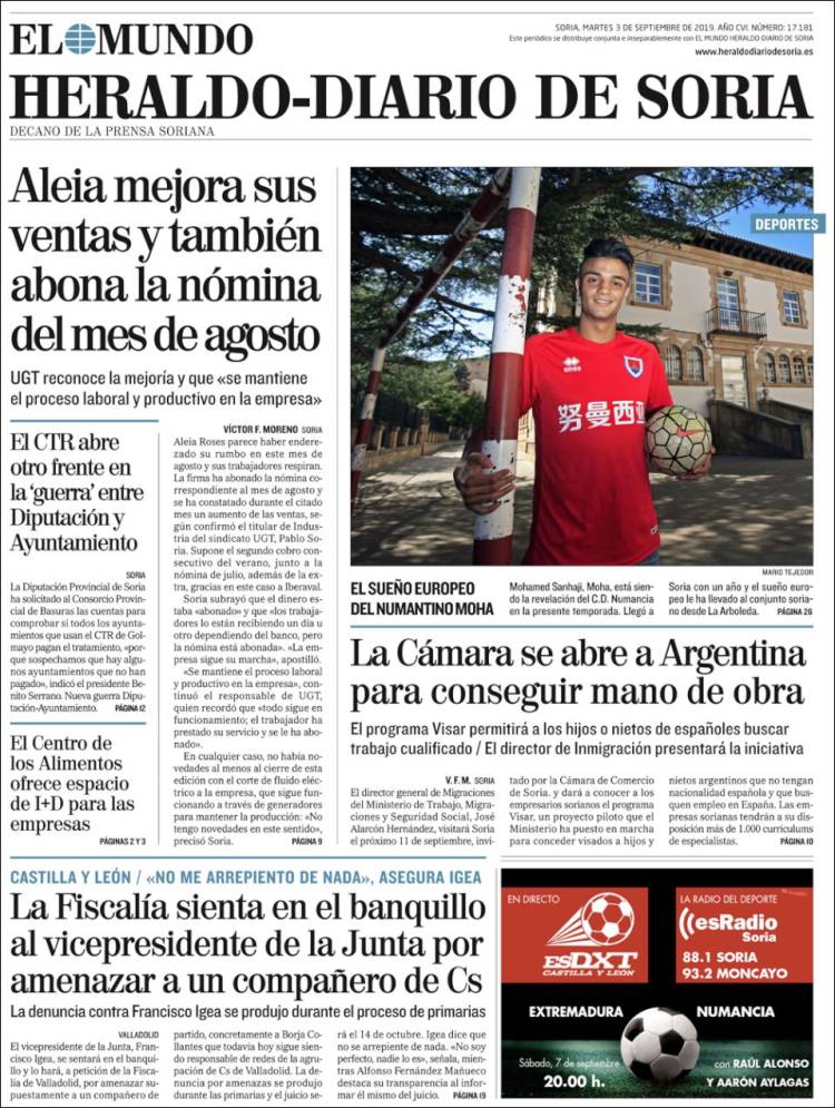 Portada de Diario de Soria (España)