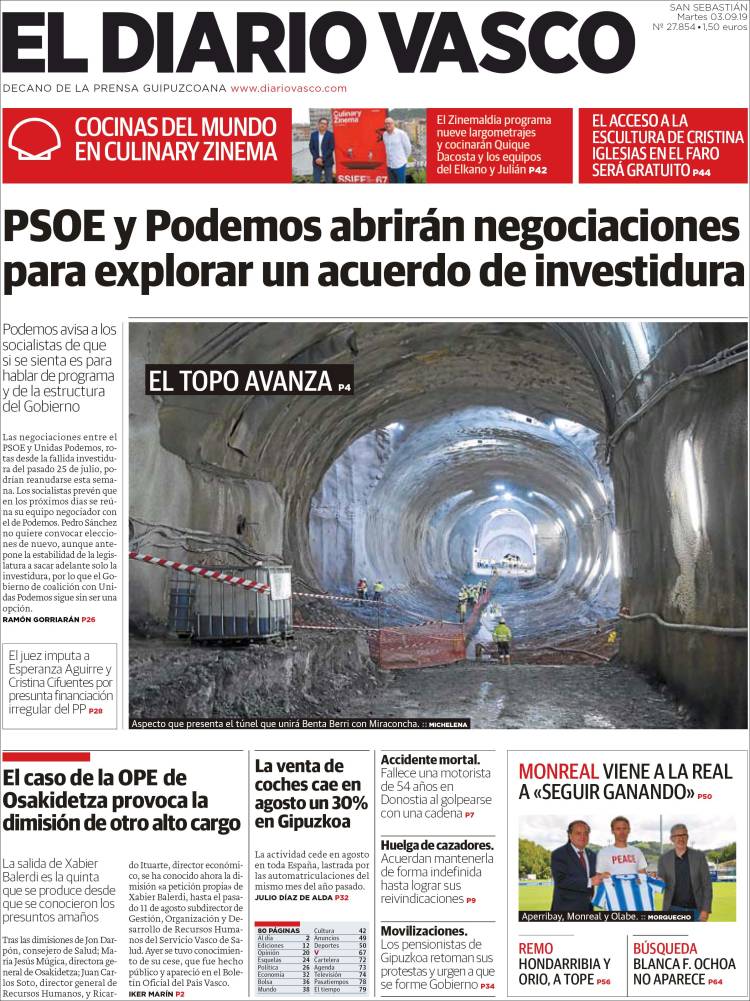 Portada de Diario Vasco (España)