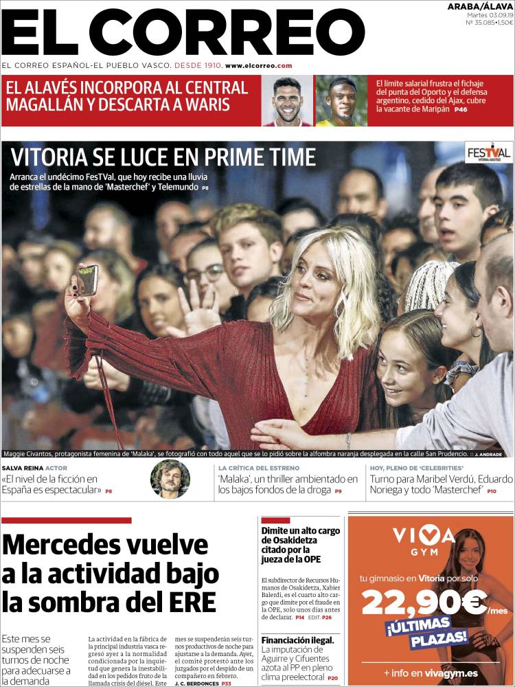 Portada de El Correo - Álava (España)