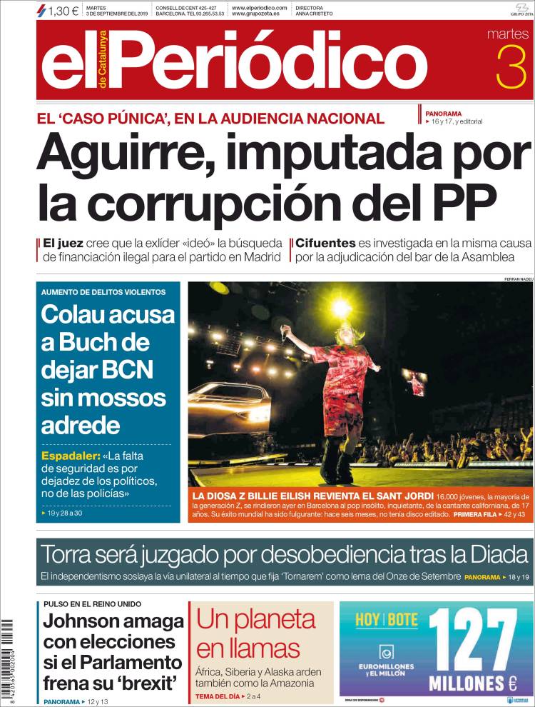 Portada de El Periódico (España)