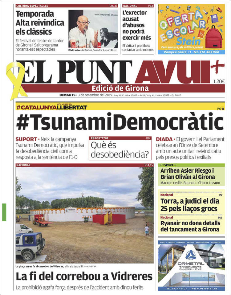 Portada de El Punt Avui - Girona (España)