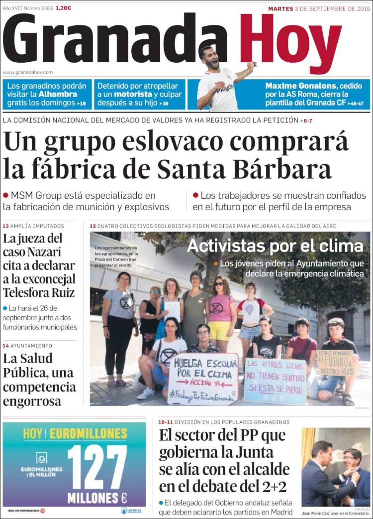 Portada de Granada Hoy (España)