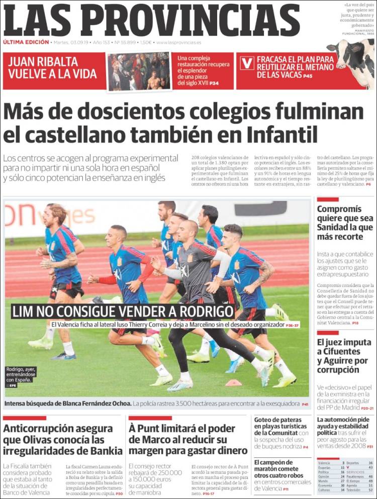 Portada de Las Provincias (España)