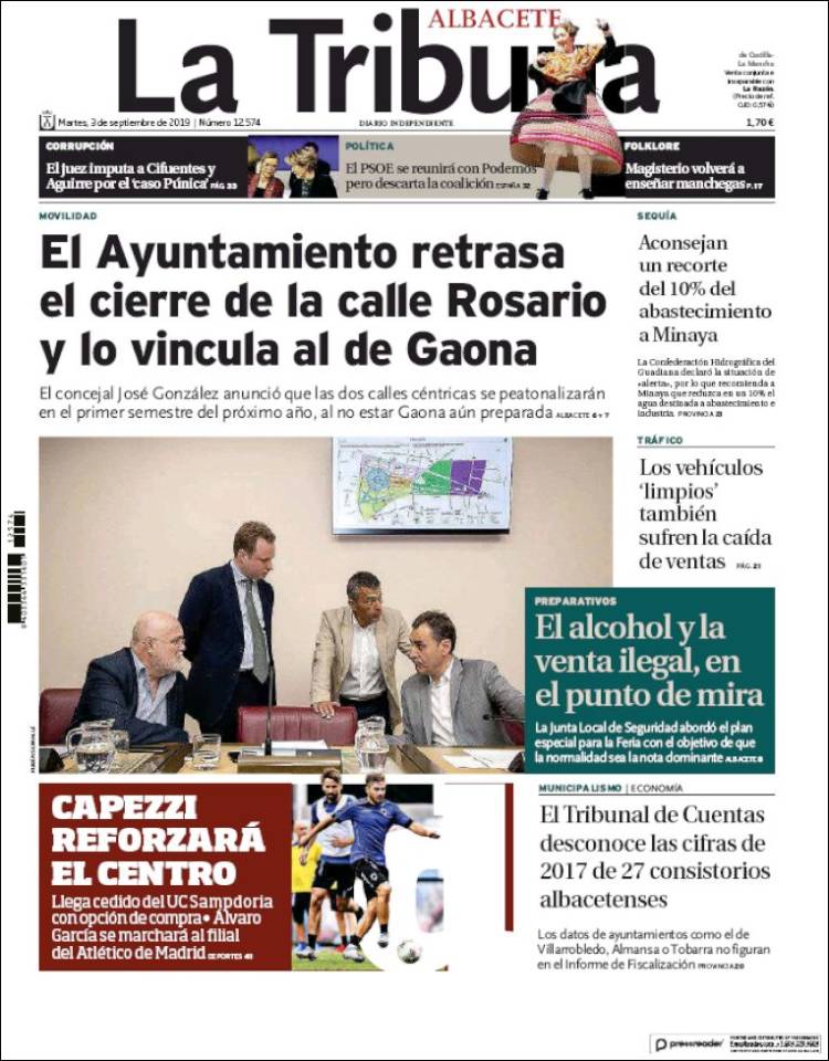 Portada de La Tribuna de Albacete (España)