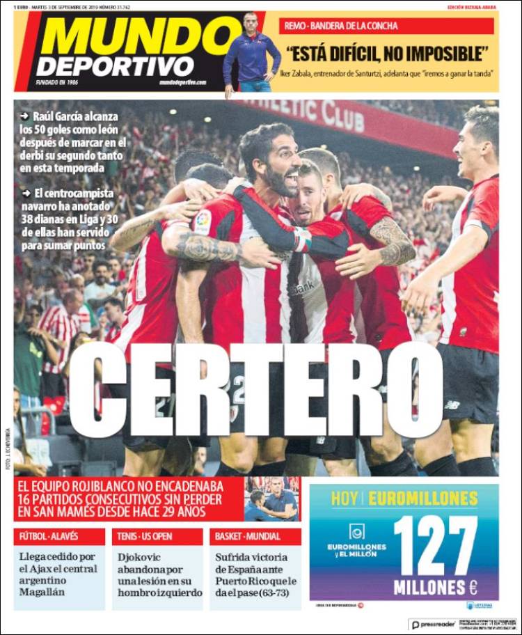 Portada de Mundo Deportivo Bizkaia (España)