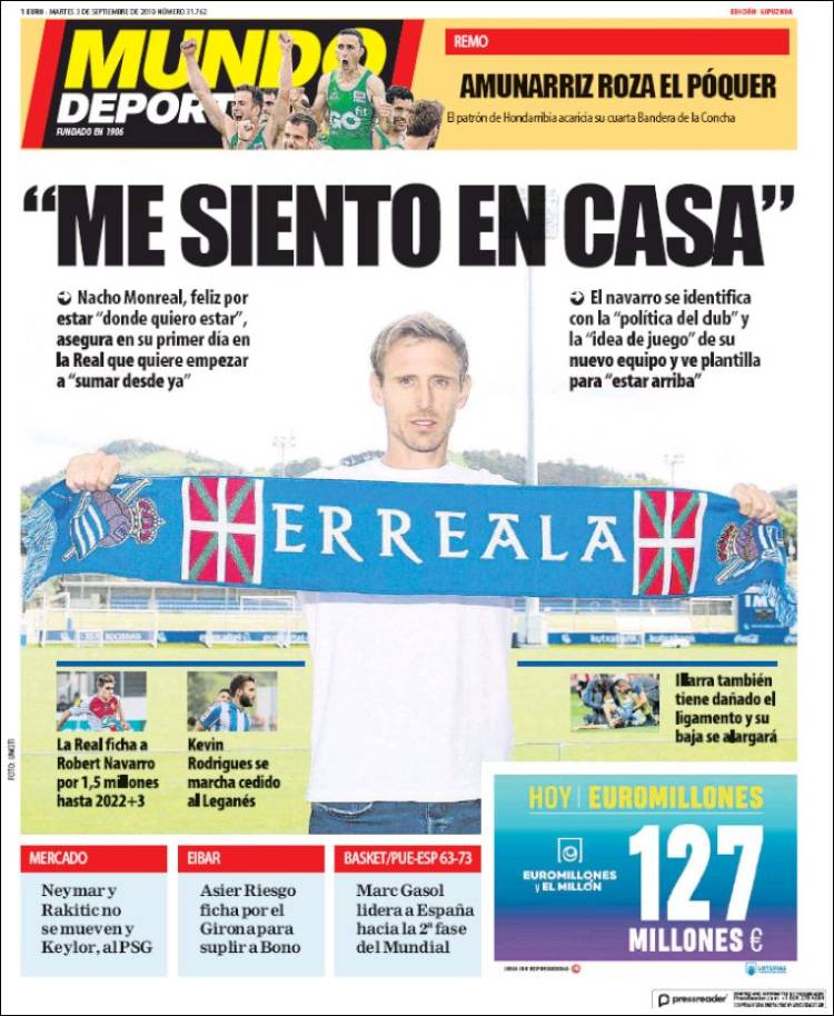 Portada de Mundo Deportivo Gipuzkoa (España)