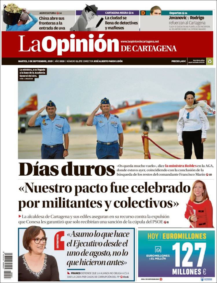 Portada de La Opinión de Murcia (España)