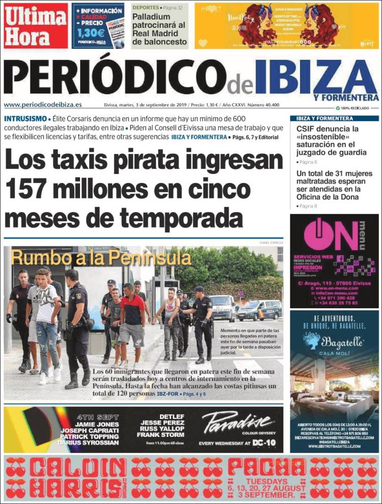 Portada de Periódico de Ibiza (España)