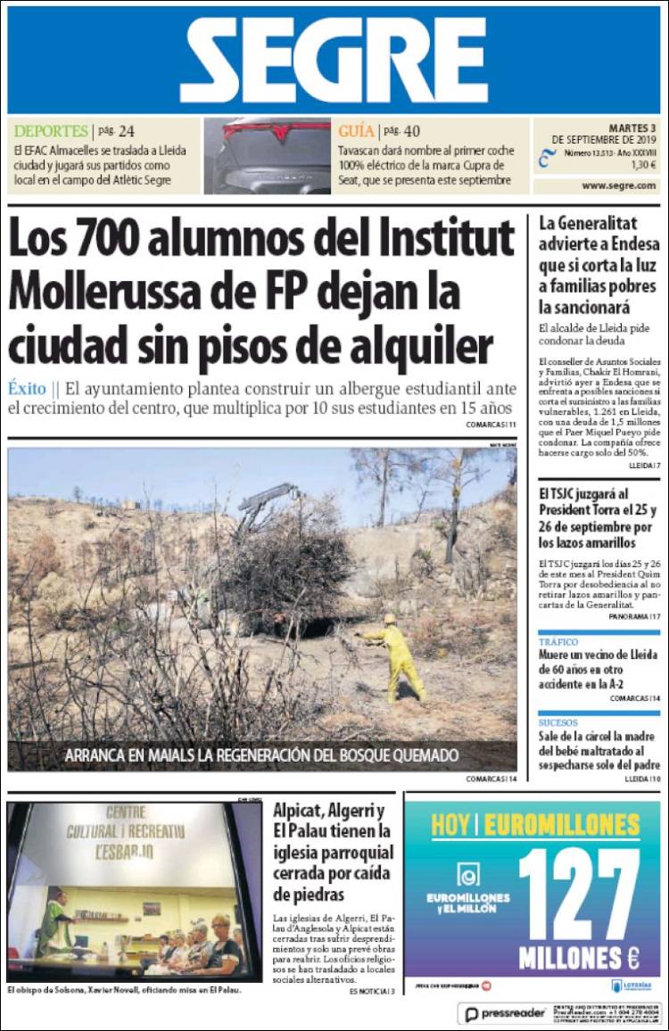 Portada de Segre  (España)