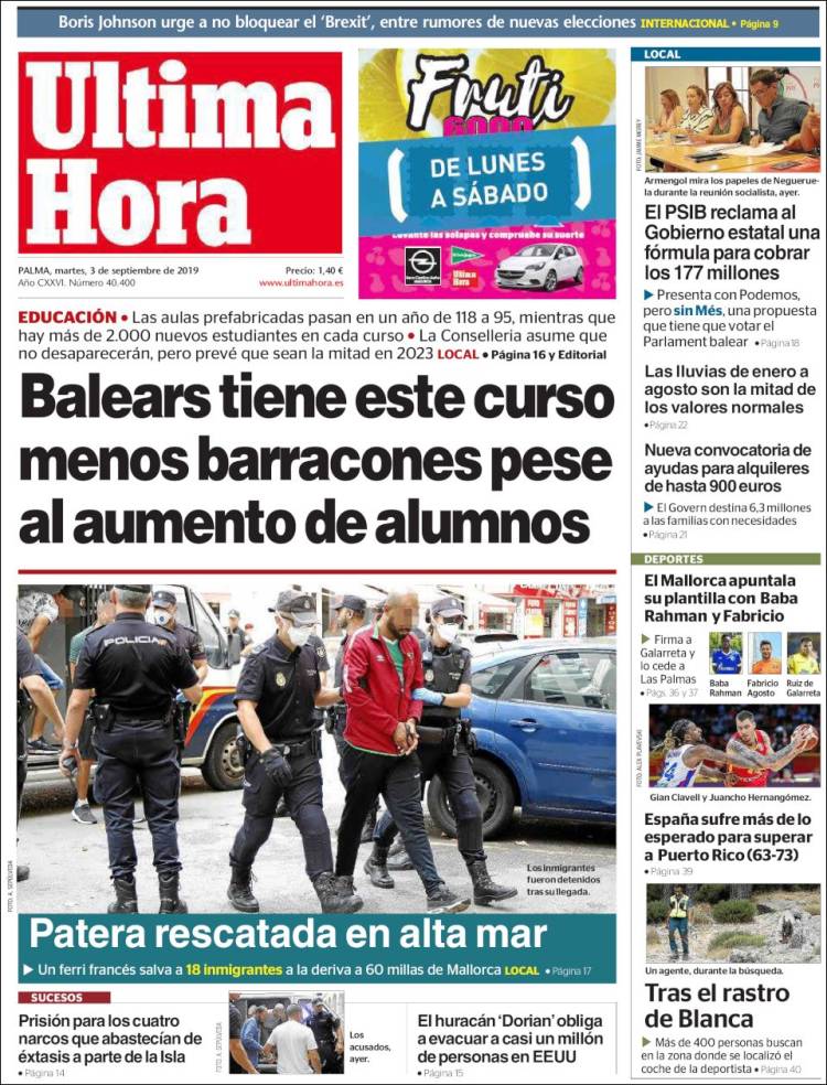 Portada de Última Hora (España)