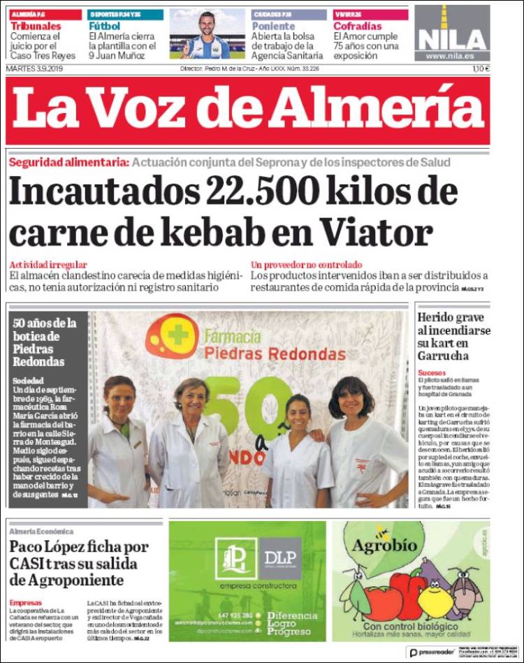 Portada de La Voz de Almería (España)