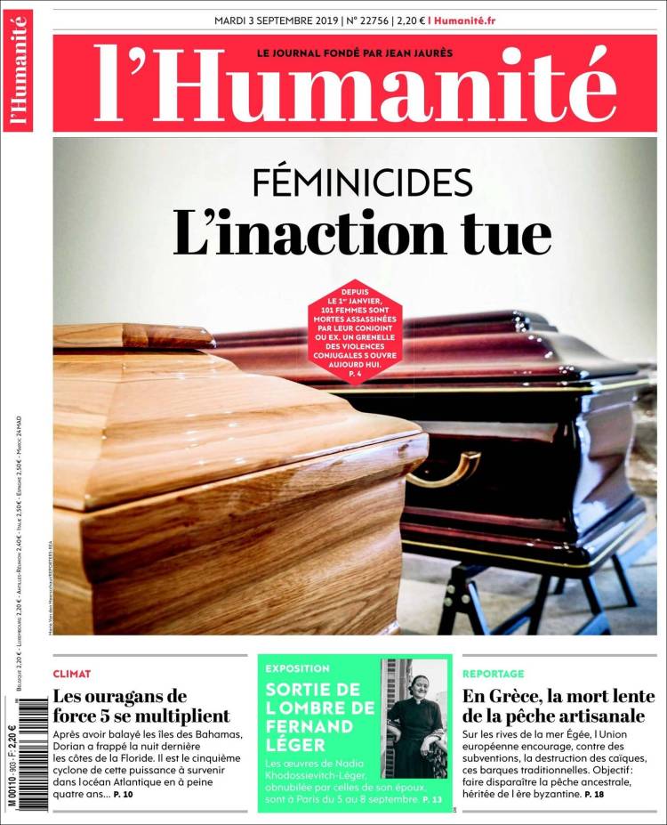 Portada de l'Humanite (Francia)