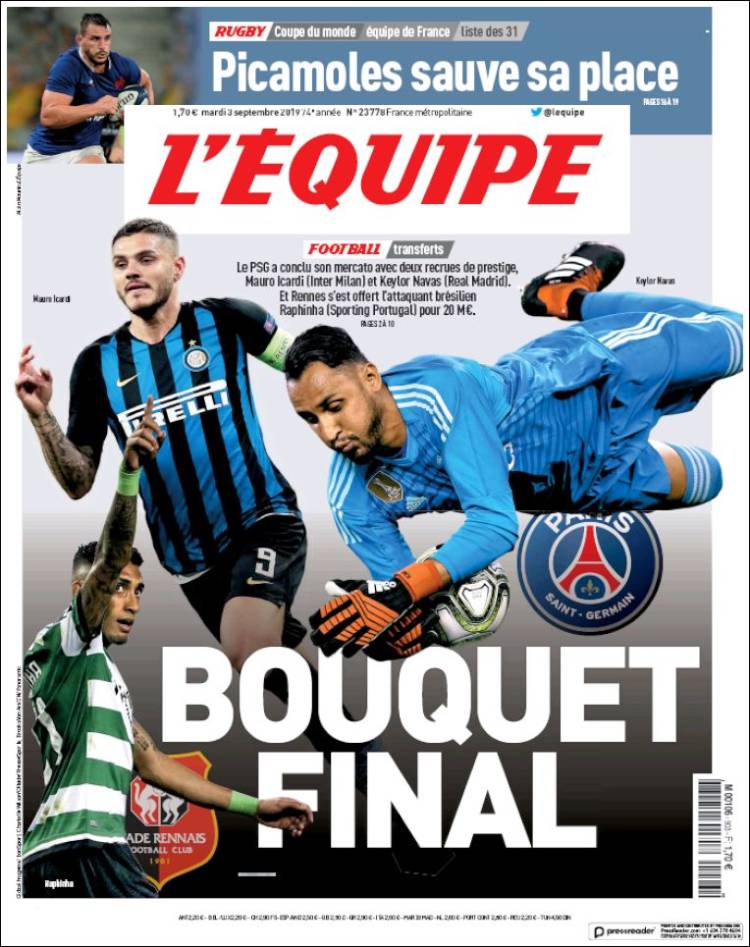 Portada de L'Equipe (Francia)