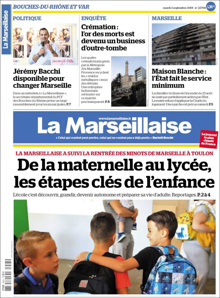 Portada de La Marseillaise (Francia)