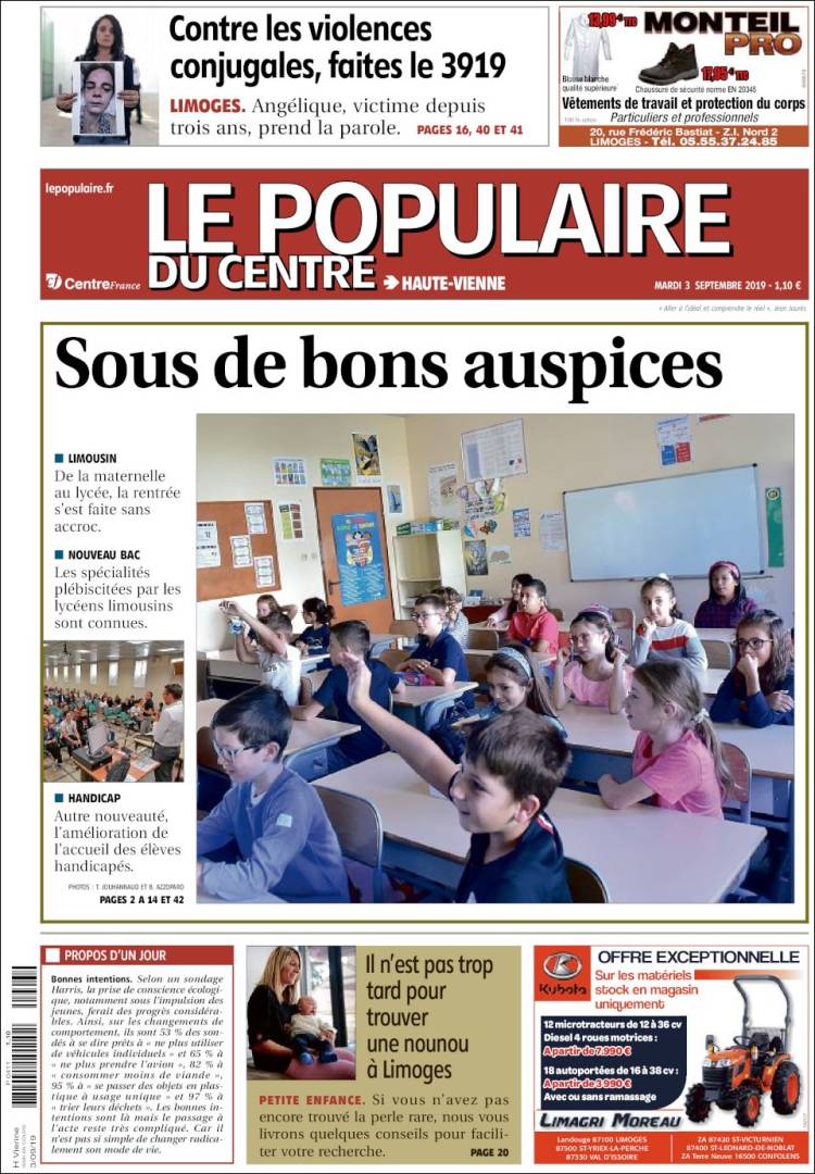 Portada de Le Populaire du Centre (Francia)