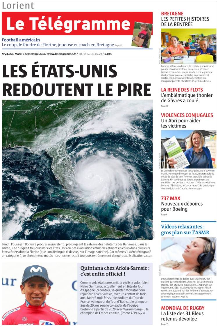 Portada de Télégramme (Francia)