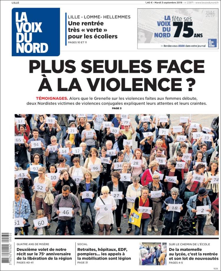 Portada de La Voix du Nord (Francia)