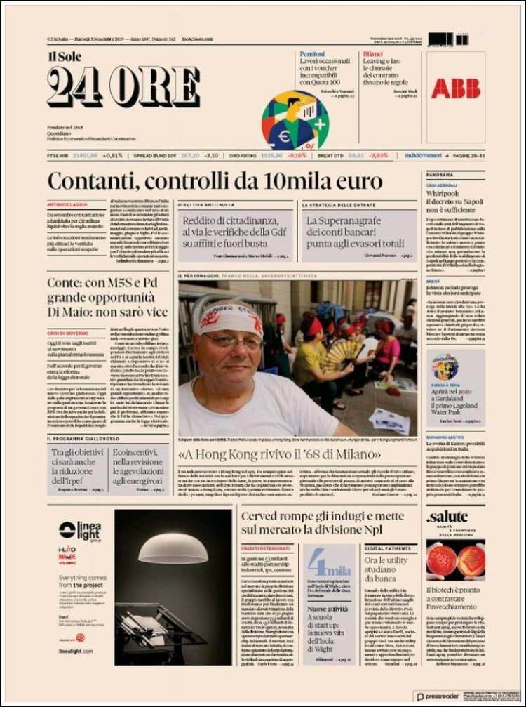 Portada de Il Sole 24 ORE (Italia)