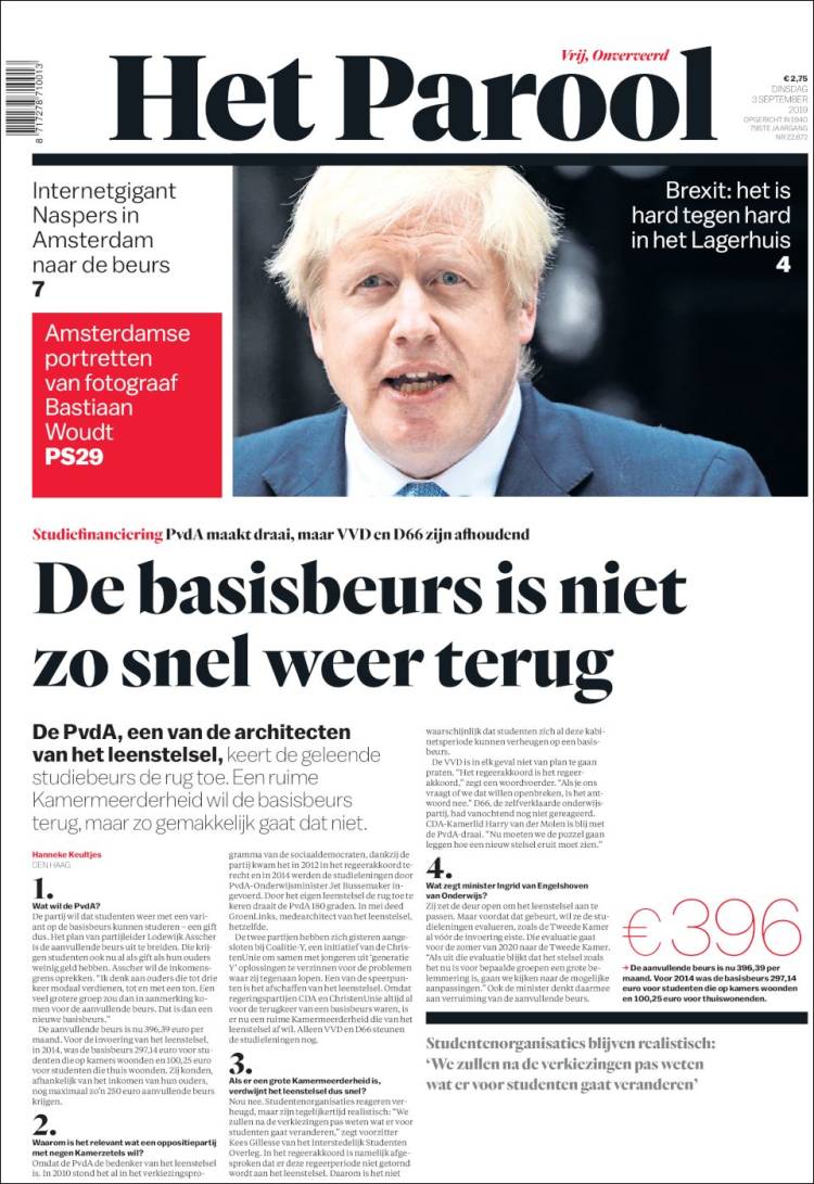Portada de Het Parool (Pa&iacute;ses Bajos)