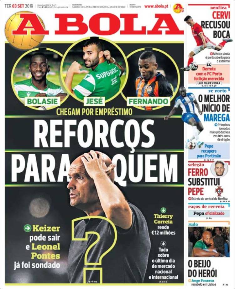Portada de A Bola (Portugal)