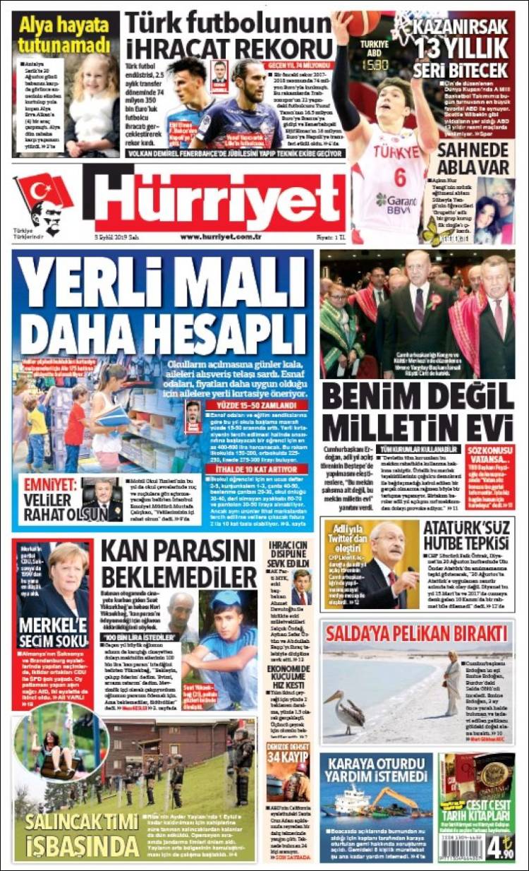 Portada de Hürriyet (Turqu&iacute;a)