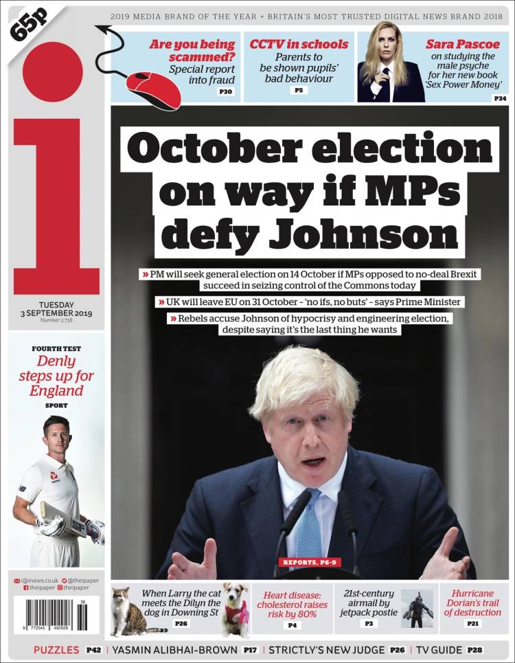 Portada de The i (Reino Unido)