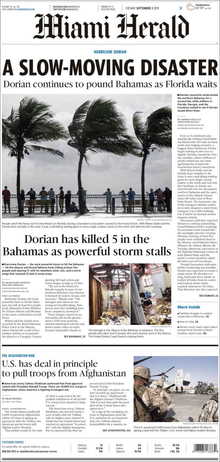 Portada de Miami Herald (USA)