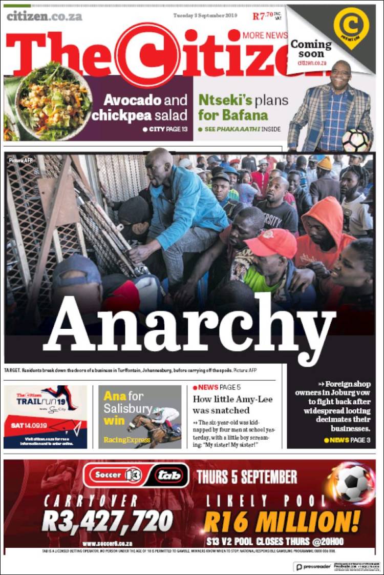 Portada de The Citizen (Sud&aacute;frica)