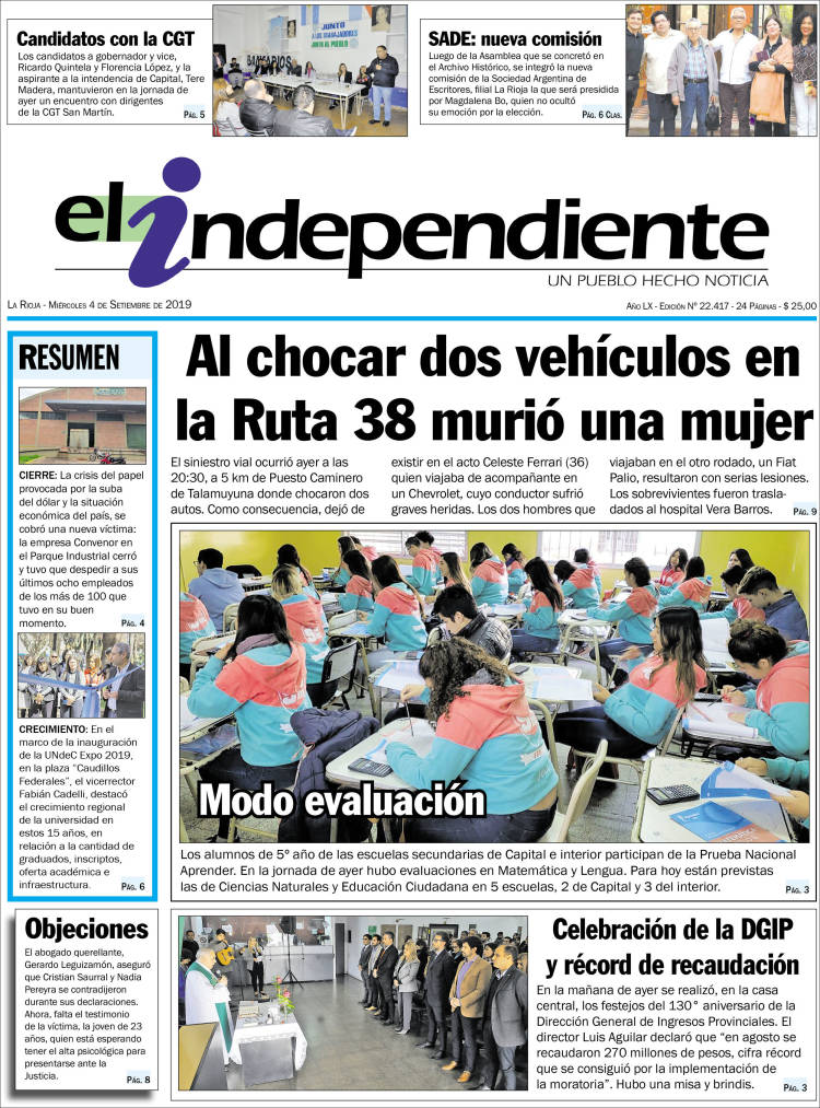 Portada de El Independiente (Argentina)