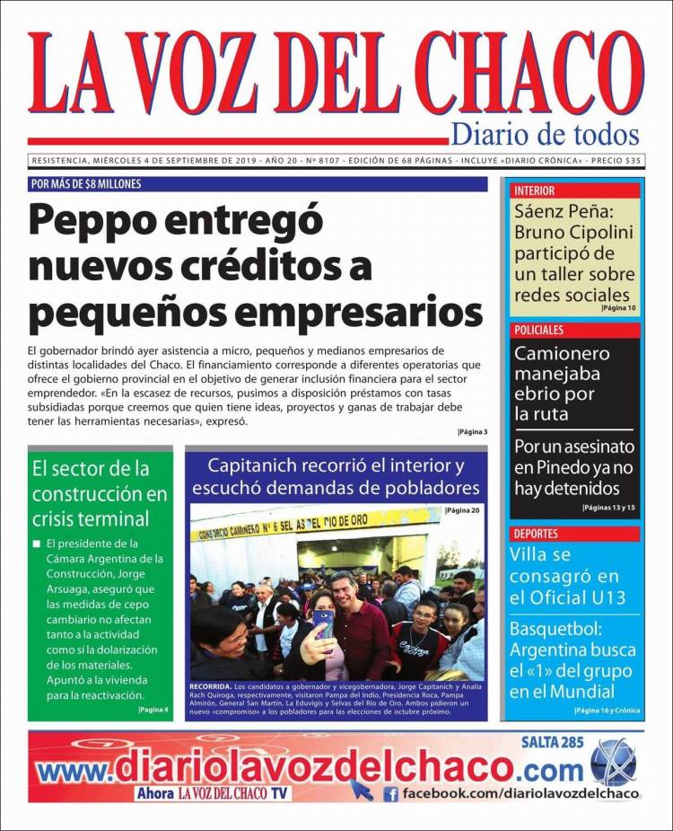 Portada de La Voz del Chaco (Argentina)