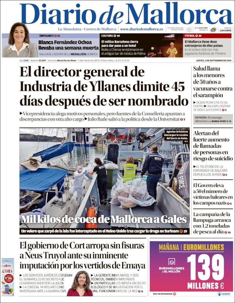Portada de Diario de Mallorca (España)