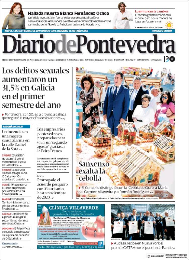 Portada de Diario de Pontevedra (España)