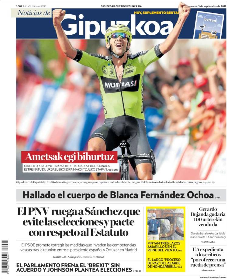 Portada de Noticias de Gipuzkoa (España)