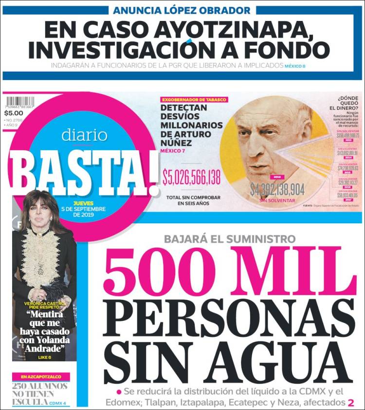 Portada de Diario Basta (México)