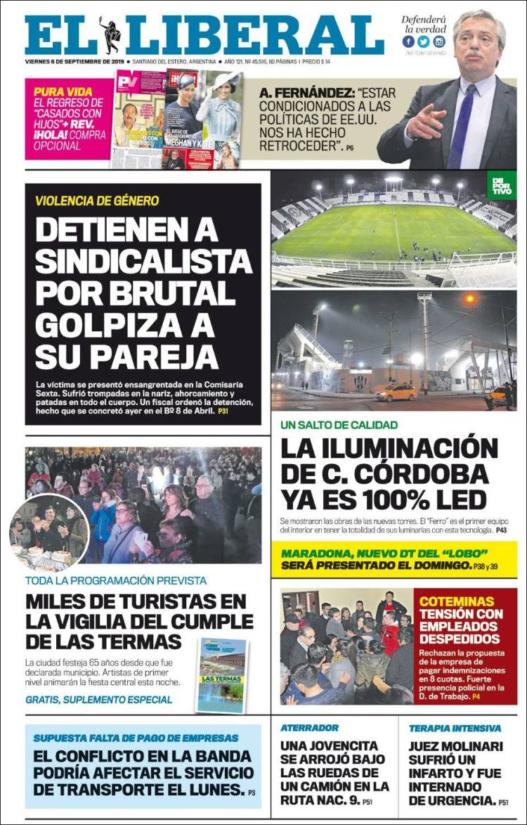 Portada de Diario El Liberal (Argentina)