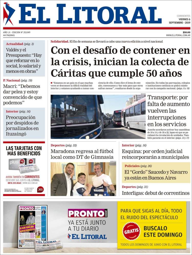 Portada de El Litoral Corrientes (Argentina)