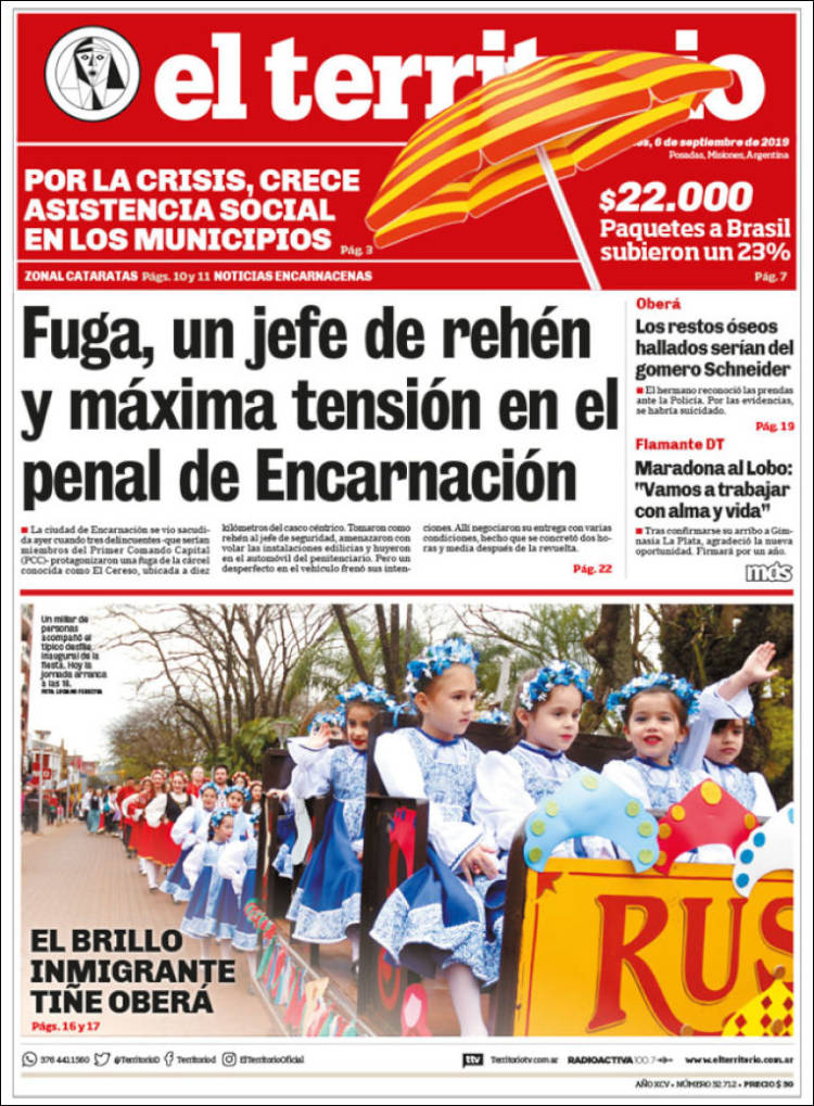 Portada de El Territorio (Argentina)