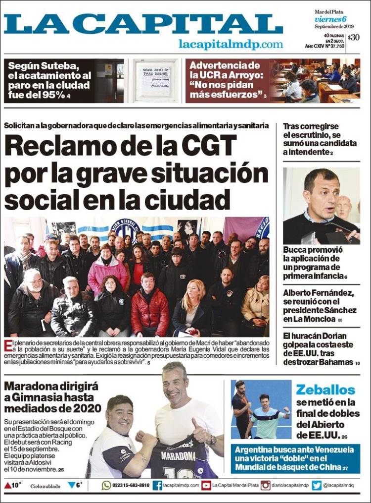 Portada de Diario La Capital - Mar del Plata (Argentina)