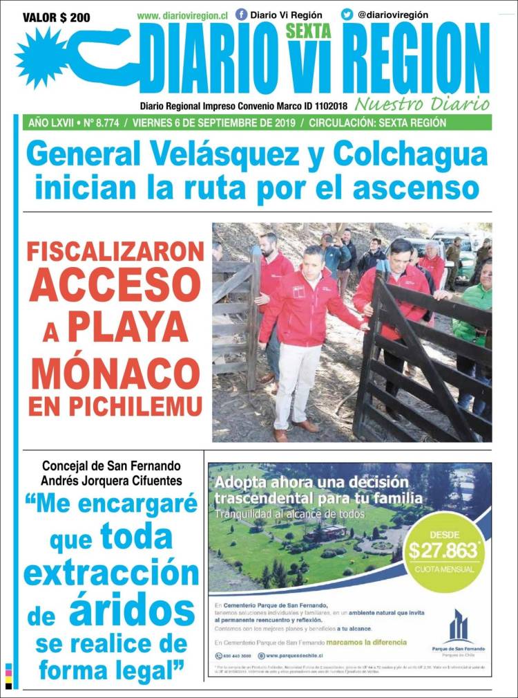 Portada de Diario VI Región (Chile)