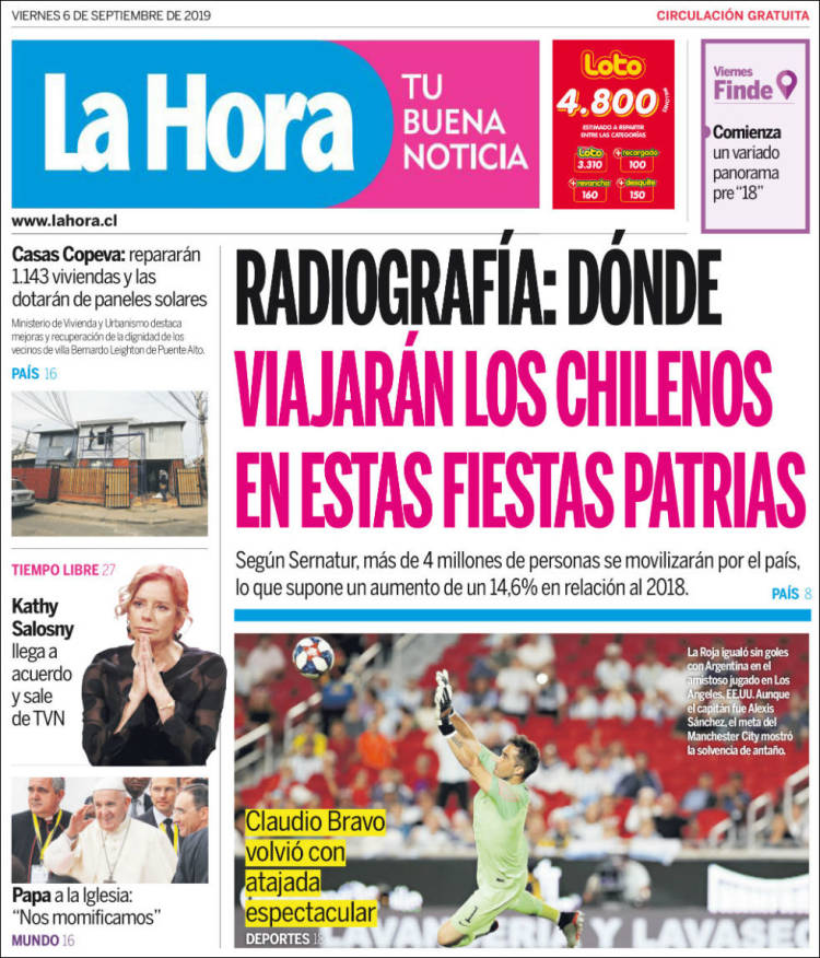 Portada de La Hora (Chile)